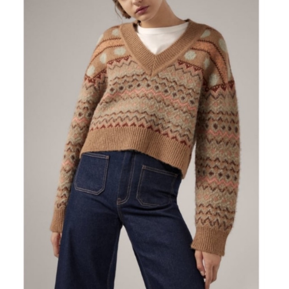 Zara Jacquard Knit Wool Blend Sweater